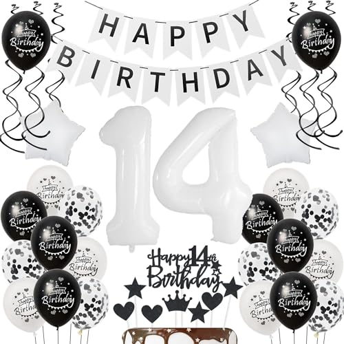 Deko 14.Geburtstag Mädchen Junge Tortendeko 14 Geburtstag Mädchen Deko Geschenk für 14. Geburtstag Mädchen Schwarz weiß Geburtstagsdeko 14 jahre Mädchen luftballon 14 Geburtstag Mädchen dekoration Deko 14.Geburtstag Mädchen Junge Tortendeko 14 Geburtstag Mädchen Deko Geschenk für 14. Geburtstag Mädchen Schwarz weiß Geburtstagsdeko 14 jahre Mädchen luftballon 14 Geburtstag Mädchen dekoration von Hongyantech