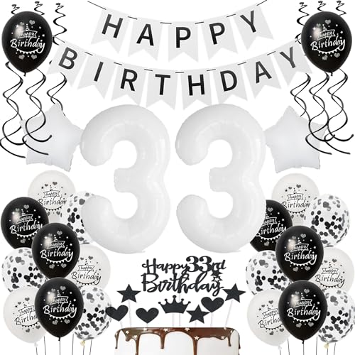 Deko 33.Geburtstag Frau Mann Tortendeko 33 Geburtstag Frauen Deko Geschenk für 33. Geburtstag Frauen Schwarz weiß Geburtstagsdeko 33 jahre Mann Frauen luftballon 33 Geburtstag Frau dekoration Deko 33.Geburtstag Frau Mann Tortendeko 33 Geburtstag Frauen Deko Geschenk für 33. Geburtstag Frauen Schwarz weiß Geburtstagsdeko 33 jahre Mann Frauen luftballon 33 Geburtstag Frau dekoration von Hongyantech