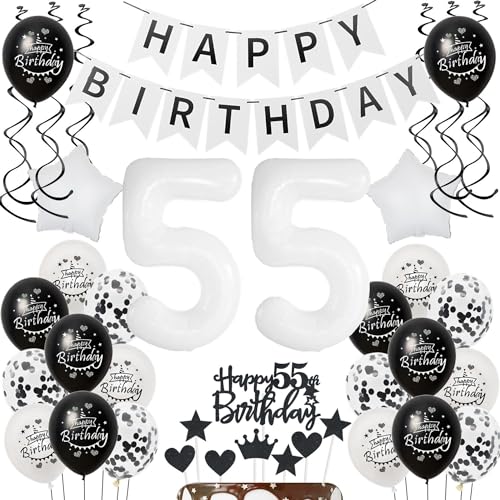 Deko 55.Geburtstag Frau Mann Tortendeko 55 Geburtstag Frauen Deko Geschenk für 55. Geburtstag Frauen Schwarz weiß Geburtstagsdeko 55 jahre Mann Frauen luftballon 55 Geburtstag Frau dekoration Deko 55.Geburtstag Frau Mann Tortendeko 55 Geburtstag Frauen Deko Geschenk für 55. Geburtstag Frauen Schwarz weiß Geburtstagsdeko 55 jahre Mann Frauen luftballon 55 Geburtstag Frau dekoration von Hongyantech