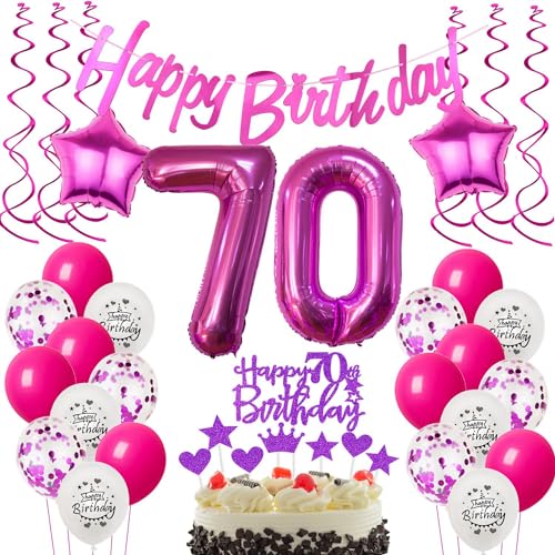 Deko 70. Geburtstag Frauen Luftballons - Geschenk und Tortendeko für Frau - Rosa Dekoration für 70 Jahre Deko 70. Geburtstag Frauen Luftballons - Geschenk und Tortendeko für Frau - Rosa Dekoration für 70 Jahre von Hongyantech