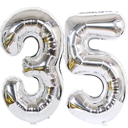 Helium Luftballon 35 Silber Geburtstagsdeko 40" 35 Geburtstag Party Deko Supplies,ballon 35 geburtstag ,35 luftballon silber folienballon 35 geburtstag frau mann ballon 35 geburtstag frauen(35) von Hongyantech