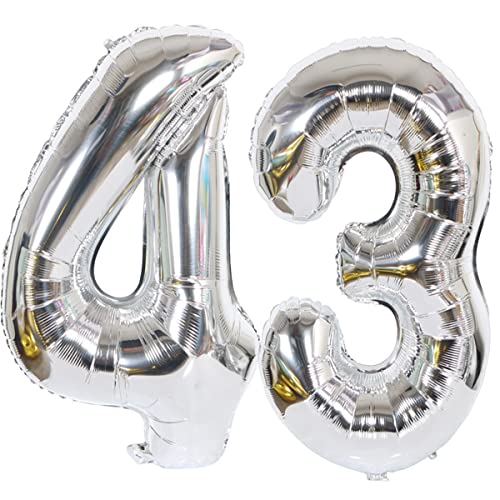 Helium Luftballon 43 Silber Geburtstagsdeko 40" 43 Geburtstag Party Deko Supplies,ballon 43 geburtstag,43 luftballon silber folienballon 43 geburtstag frau mann ballon 43 geburtstag frauen(43) von Hongyantech
