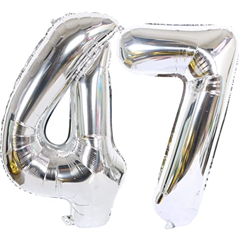 Helium Luftballon 47 Silber Geburtstagsdeko 40" 47 Geburtstag Party Deko Supplies,ballon 47 geburtstag,47 luftballon silber folienballon 47 geburtstag frau mann ballon 47 geburtstag frauen(47) von Hongyantech