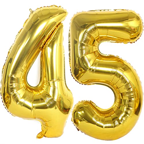 Helium Luftballons 45 gold Geburtstagsdeko 40" 45 Geburtstag Party Deko Supplies,ballon 45 geburtstag,45 luftballon gold,folienballon 45 geburtstag mann frau ballon 45 geburtstag deko gold(45) von Hongyantech