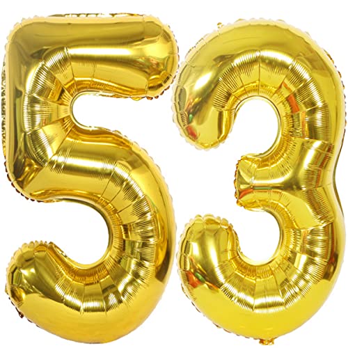 Helium Luftballons 53 gold Geburtstagsdeko 40" 53 Geburtstag Party Deko Supplies,ballon 53 geburtstag,53 luftballon gold,folienballon 53 geburtstag mann frau ballon 53 geburtstag deko gold(53) von Hongyantech