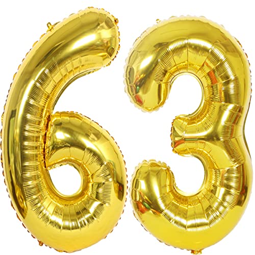 Helium Luftballons 63 gold Geburtstagsdeko 40" 63 Geburtstag Party Deko Supplies,ballon 63 geburtstag,63 luftballon gold,folienballon 63 geburtstag mann frau ballon 63 geburtstag deko gold(63) von Hongyantech