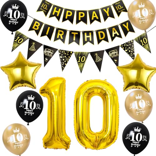 Luftballon 10. Geburtstag Dekoration Junge Mädchen Schwarz Gold 10 Geburtstag Junge Party Deko geburtstagsdeko 10 jahre Mädchen 10 Geburtstag Banner Wimpelkette 10 Geburtstag Junge Dekoration Luftballon 10. Geburtstag Dekoration Junge Mädchen Schwarz Gold 10 Geburtstag Junge Party Deko geburtstagsdeko 10 jahre Mädchen 10 Geburtstag Banner Wimpelkette 10 Geburtstag Junge Dekoration von Hongyantech