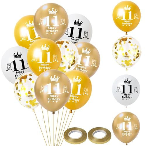 Luftballon 11. Geburtstag Jungen Mädchen Deko 14 Stück Gold weiß Ballons 11. Geburtstag Dekoration Happy 11 Latex Ballon Geburtstagsdeko 11 jahre Mädchen Jungen Party deko Luftballon 11. Geburtstag Jungen Mädchen Deko 14 Stück Gold weiß Ballons 11. Geburtstag Dekoration Happy 11 Latex Ballon Geburtstagsdeko 11 jahre Mädchen Jungen Party deko von Hongyantech