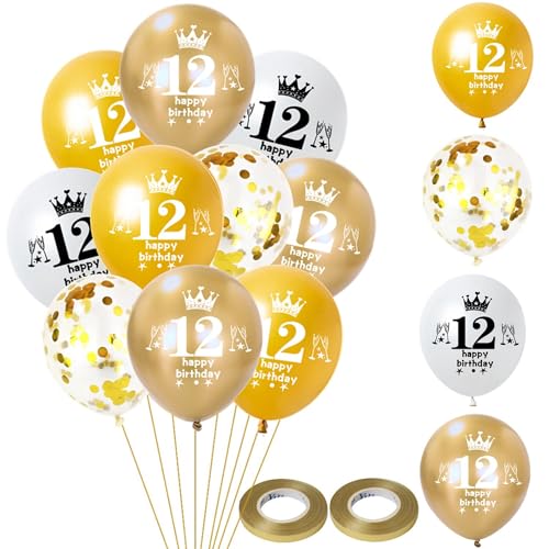 Luftballon 12. Geburtstag Jungen Mädchen Deko 32 Stück Gold weiß Ballons 12. Geburtstag Dekoration Happy 12 Geburtstag Latex Ballon Geburtstagsdeko 12 jahre Mädchen Jungen Geburtstag Party deko Luftballon 12. Geburtstag Jungen Mädchen Deko 32 Stück Gold weiß Ballons 12. Geburtstag Dekoration Happy 12 Geburtstag Latex Ballon Geburtstagsdeko 12 jahre Mädchen Jungen Geburtstag Party deko von Hongyantech