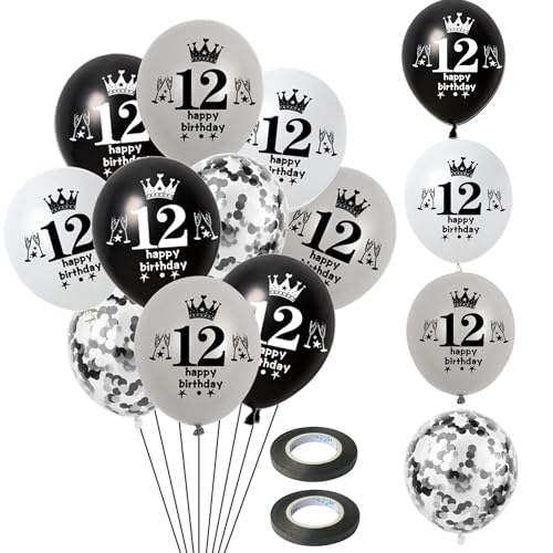Luftballon 12. Geburtstag Jungen Mädchen Deko 14 Stück Schwarz Silber weiß Ballons 12. Geburtstag Dekoration 12 Latex Ballon Geburtstagsdeko 12 jahre Mädchen Junge Party deko Luftballon 12. Geburtstag Jungen Mädchen Deko 14 Stück Schwarz Silber weiß Ballons 12. Geburtstag Dekoration 12 Latex Ballon Geburtstagsdeko 12 jahre Mädchen Junge Party deko von Hongyantech