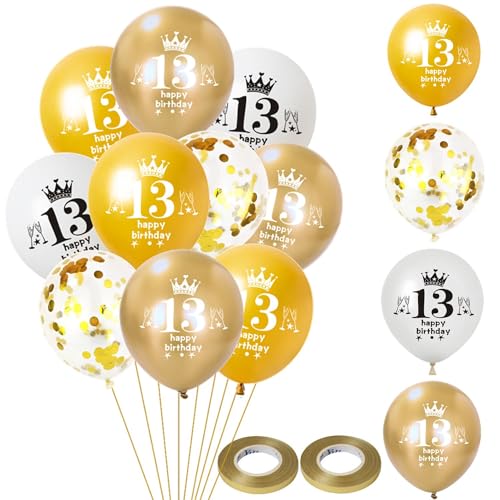 Luftballon 13. Geburtstag Jungen Mädchen Deko 14 Stück Gold weiß Ballons 13. Geburtstag Dekoration Happy 13 Latex Ballon Geburtstagsdeko 13 jahre Mädchen Jungen Party deko Luftballon 13. Geburtstag Jungen Mädchen Deko 14 Stück Gold weiß Ballons 13. Geburtstag Dekoration Happy 13 Latex Ballon Geburtstagsdeko 13 jahre Mädchen Jungen Party deko von Hongyantech