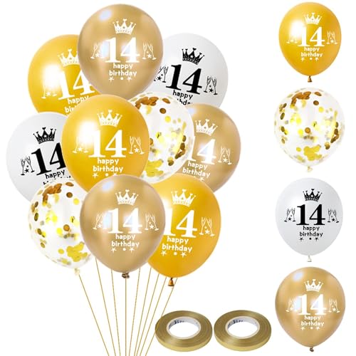 Hongyantech 32 Stück Gold-weiß Ballons 14. Geburtstag Dekoration Latex Ballon Geburtstagsdeko Jungen Mädchen Hongyantech 32 Stück Gold-weiß Ballons 14. Geburtstag Dekoration Latex Ballon Geburtstagsdeko Jungen Mädchen von Hongyantech