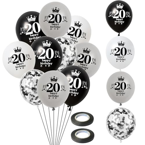 Luftballon 20. Geburtstag Mann Frauen Deko 14 Stück Schwarz Silber weiß Ballons 20. Geburtstag Dekoration 20 Latex Ballon Geburtstagsdeko 20 jahre Frauen Männer Party deko Luftballon 20. Geburtstag Mann Frauen Deko 14 Stück Schwarz Silber weiß Ballons 20. Geburtstag Dekoration 20 Latex Ballon Geburtstagsdeko 20 jahre Frauen Männer Party deko von Hongyantech