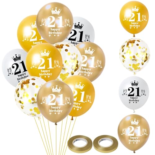 Luftballon 21. Geburtstag Mann Frauen Deko 32 Stück Gold weiß Ballons 21. Geburtstag Dekoration Happy 21 Geburtstag Latex Ballon Geburtstagsdeko 21 jahre Frauen Männer Geburtstag Party deko Luftballon 21. Geburtstag Mann Frauen Deko 32 Stück Gold weiß Ballons 21. Geburtstag Dekoration Happy 21 Geburtstag Latex Ballon Geburtstagsdeko 21 jahre Frauen Männer Geburtstag Party deko von Hongyantech