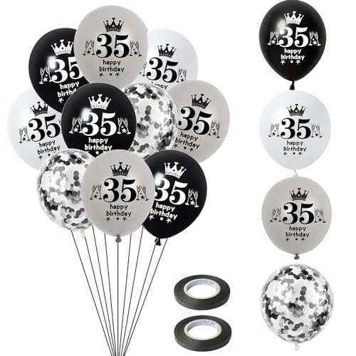 Luftballon 35. Geburtstag Mann Frauen Deko 14 Stück Schwarz Silber weiß Ballons 35. Geburtstag Dekoration 35 Latex Ballon Geburtstagsdeko 35 jahre Frauen Männer Party deko Luftballon 35. Geburtstag Mann Frauen Deko 14 Stück Schwarz Silber weiß Ballons 35. Geburtstag Dekoration 35 Latex Ballon Geburtstagsdeko 35 jahre Frauen Männer Party deko von Hongyantech