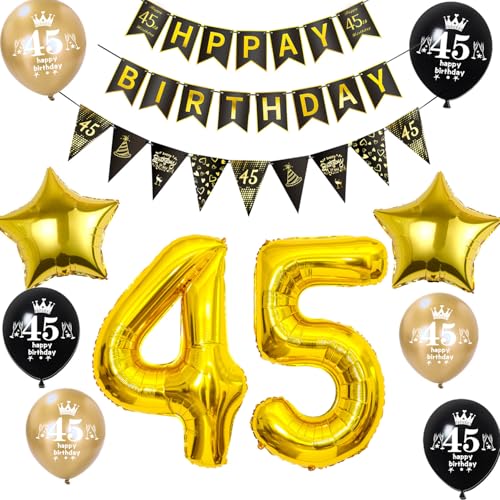 Luftballon 45. Geburtstag Dekoration Mann frauen Schwarz Gold 45 Geburtstag Mann Party Deko geburtstagsdeko 45 jahre frauen 45 Geburtstag Banner Wimpelkette 45 Geburtstag männer Dekoration Luftballon 45. Geburtstag Dekoration Mann frauen Schwarz Gold 45 Geburtstag Mann Party Deko geburtstagsdeko 45 jahre frauen 45 Geburtstag Banner Wimpelkette 45 Geburtstag männer Dekoration von Hongyantech
