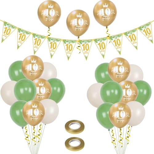 Luftballons 10. Geburtstag Junge Mädchen deko ,23 Pcs oliv-grün gold Latex ballons, Girlande 10 Geburtstag Party Dekorationen Luftballons für Mädchen Jungen Geburtstagsdeko 10 Jahre Wimpelkette Luftballons 10. Geburtstag Junge Mädchen deko ,23 Pcs oliv-grün gold Latex ballons, Girlande 10 Geburtstag Party Dekorationen Luftballons für Mädchen Jungen Geburtstagsdeko 10 Jahre Wimpelkette von Hongyantech