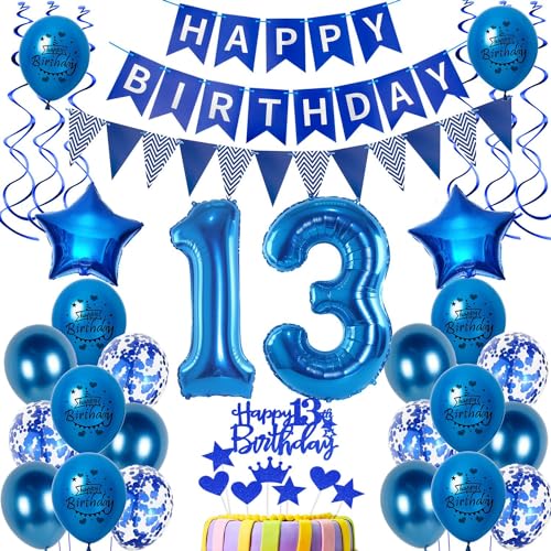 Luftballons 13. Geburtstag Dekoration Junge - Ballon Deko Blau - Tortendeko - Birthday Banner - Party Deko Luftballons 13. Geburtstag Dekoration Junge - Ballon Deko Blau - Tortendeko - Birthday Banner - Party Deko von Hongyantech