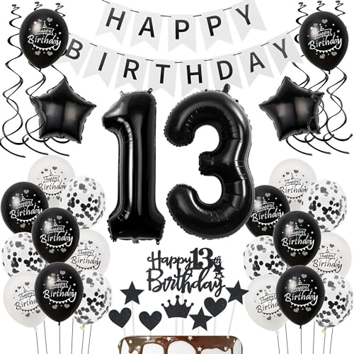 Luftballons 13 Geburtstag Dekoration mädchen Junge Schwarz weiß, deko 13. Geburtstag mädchen,Tortendeko 13 Geburtstag mädchen,Geburtstagsdeko 13 jahre Junge Schwarz Ballon 13. geburtstag mädchen Luftballons 13 Geburtstag Dekoration mädchen Junge Schwarz weiß, deko 13. Geburtstag mädchen,Tortendeko 13 Geburtstag mädchen,Geburtstagsdeko 13 jahre Junge Schwarz Ballon 13. geburtstag mädchen von Hongyantech