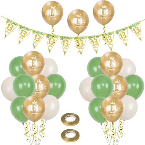 Luftballons 13. Geburtstag Junge Mädchen deko,23 Pcs oliv-grün gold Latex ballons, Girlande 13 Geburtstag Party Dekorationen Luftballons für Mädchen Jungen Geburtstagsdeko 13 Jahre Wimpelkette Luftballons 13. Geburtstag Junge Mädchen deko,23 Pcs oliv-grün gold Latex ballons, Girlande 13 Geburtstag Party Dekorationen Luftballons für Mädchen Jungen Geburtstagsdeko 13 Jahre Wimpelkette von Hongyantech