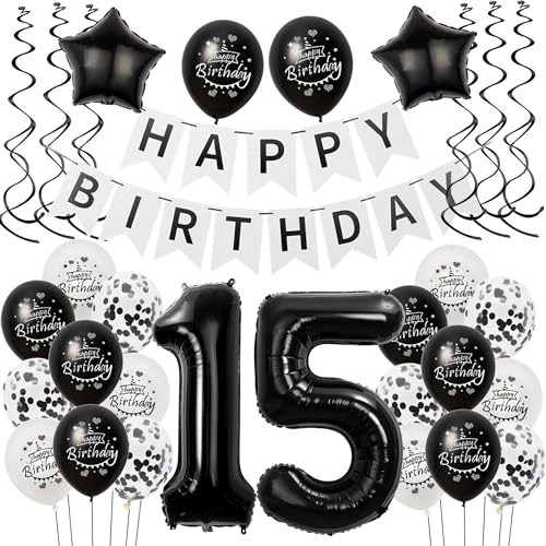 Luftballons 15 Geburtstag Dekoration mädchen Junge Schwarz weiß, deko 15. Geburtstag für mädchen,15 mädchen Geburtstagsdeko 15 jahre Junge Schwarz , Ballon 15. geburtstag mädchen deko weiß Luftballons 15 Geburtstag Dekoration mädchen Junge Schwarz weiß, deko 15. Geburtstag für mädchen,15 mädchen Geburtstagsdeko 15 jahre Junge Schwarz , Ballon 15. geburtstag mädchen deko weiß von Hongyantech