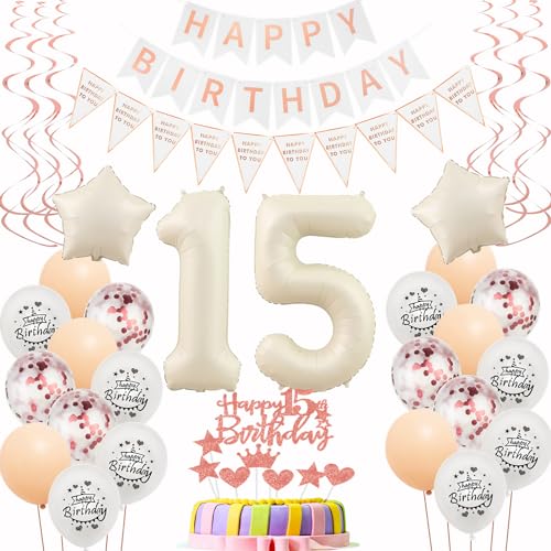 Luftballons 15. Geburtstag Mädchen Beige Roségold - Tortendeko und Geburtstagdeko für 15 Jahre - Beige Ballon 15th Birthday Luftballons 15. Geburtstag Mädchen Beige Roségold - Tortendeko und Geburtstagdeko für 15 Jahre - Beige Ballon 15th Birthday von Hongyantech