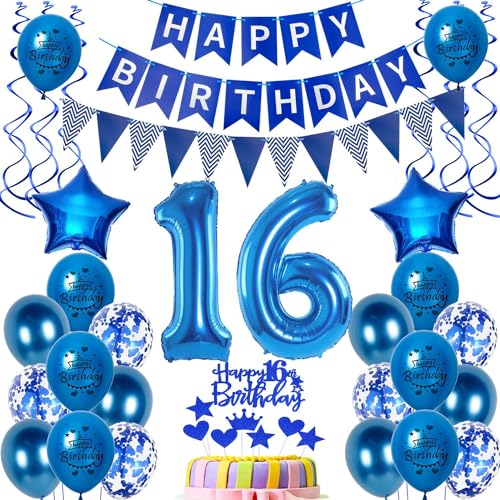 Luftballons 16 Geburtstag Dekoration Junge Ballon Deko 16. Geburtstag Junge blau Geburtstagsdeko 16 jahre Junge Geburtstag Tortendeko 16.geburtstag Junge birthday Banner Party Deko 16 Geburtstag Luftballons 16 Geburtstag Dekoration Junge Ballon Deko 16. Geburtstag Junge blau Geburtstagsdeko 16 jahre Junge Geburtstag Tortendeko 16.geburtstag Junge birthday Banner Party Deko 16 Geburtstag von Hongyantech