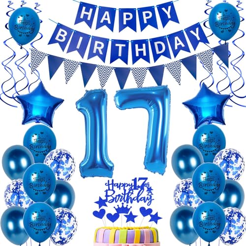 Luftballons 17. Geburtstag Dekoration Junge - Ballon Deko Blau, Tortendeko, Birthday Banner, Party Deko Luftballons 17. Geburtstag Dekoration Junge - Ballon Deko Blau, Tortendeko, Birthday Banner, Party Deko von Hongyantech
