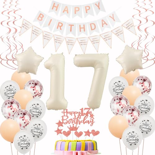 Luftballons 17. Geburtstag Mädchen Beige Roségold - Tortendeko und Geburtstagdeko für 17 Jahre - Beige Ballon 17th Birthday Luftballons 17. Geburtstag Mädchen Beige Roségold - Tortendeko und Geburtstagdeko für 17 Jahre - Beige Ballon 17th Birthday von Hongyantech
