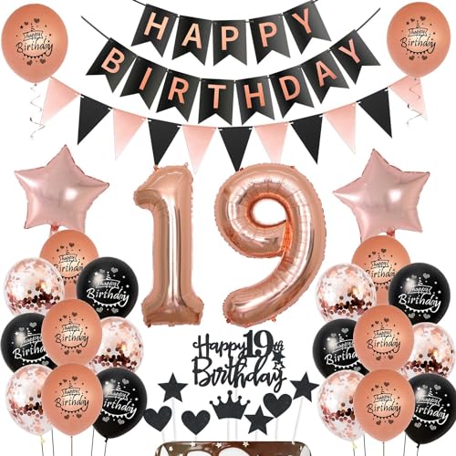 Luftballons 19 Geburtstag Dekoration mädchen Schwarz rosegold,ballon 19.Geburtstag deko für mädchen,deko 19 Geburtstag mädchen Tortendeko 19.geburtstag mädchen,Geburtstagsdeko 19 jahre Mädchen Luftballons 19 Geburtstag Dekoration mädchen Schwarz rosegold,ballon 19.Geburtstag deko für mädchen,deko 19 Geburtstag mädchen Tortendeko 19.geburtstag mädchen,Geburtstagsdeko 19 jahre Mädchen von Hongyantech