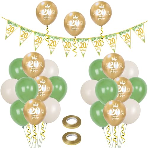 Luftballons 20. Geburtstag Mann Frauen deko,23 Pcs oliv-grün gold Latex ballons,Girlande 20 Geburtstag Party Dekorationen Luftballons für Frauen Männer Geburtstagsdeko 20 Jahre Wimpelkette Luftballons 20. Geburtstag Mann Frauen deko,23 Pcs oliv-grün gold Latex ballons,Girlande 20 Geburtstag Party Dekorationen Luftballons für Frauen Männer Geburtstagsdeko 20 Jahre Wimpelkette von Hongyantech