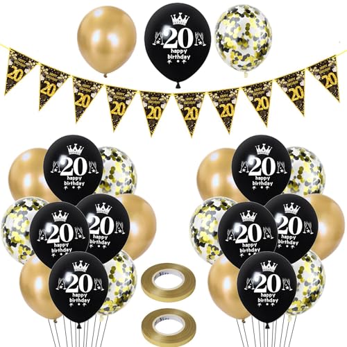 Luftballons 20. Geburtstag Mann Frauen deko ,23 Pcs Schwarz gold Latex ballons,Girlande 20 Geburtstag Party Dekorationen Luftballons für Frauen Männer Geburtstagsdeko 20 Jahre Mann Wimpelkette Luftballons 20. Geburtstag Mann Frauen deko ,23 Pcs Schwarz gold Latex ballons,Girlande 20 Geburtstag Party Dekorationen Luftballons für Frauen Männer Geburtstagsdeko 20 Jahre Mann Wimpelkette von Hongyantech
