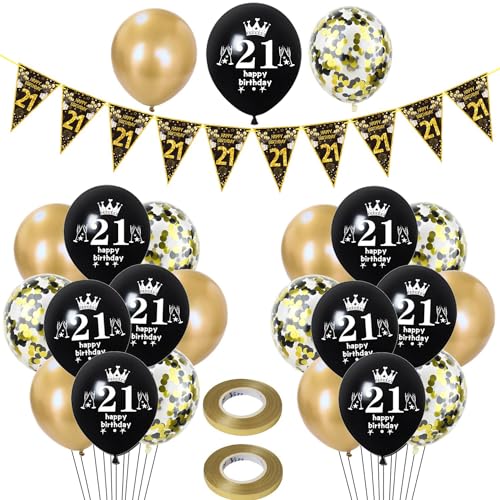 Luftballons 21. Geburtstag Mann Frauen deko ,23 Pcs Schwarz gold Latex ballons,Girlande 21 Geburtstag Party Dekorationen Luftballons für Frauen Männer Geburtstagsdeko 21 Jahre Mann Wimpelkette Luftballons 21. Geburtstag Mann Frauen deko ,23 Pcs Schwarz gold Latex ballons,Girlande 21 Geburtstag Party Dekorationen Luftballons für Frauen Männer Geburtstagsdeko 21 Jahre Mann Wimpelkette von Hongyantech