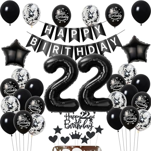 Luftballons 22 Geburtstag Dekoration Schwarz - Tortendeko für Mann und Frau - Geburtstagsdeko 22 Jahre Luftballons 22 Geburtstag Dekoration Schwarz - Tortendeko für Mann und Frau - Geburtstagsdeko 22 Jahre von Hongyantech
