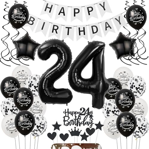 Luftballons 24 Geburtstag Dekoration frauen Mann Schwarz weiß, deko 24. Geburtstag frauen,Tortendeko 24 Geburtstag frauen ,Geburtstagsdeko 24 jahre Männer Schwarz Ballon 24. geburtstag frau Luftballons 24 Geburtstag Dekoration frauen Mann Schwarz weiß, deko 24. Geburtstag frauen,Tortendeko 24 Geburtstag frauen ,Geburtstagsdeko 24 jahre Männer Schwarz Ballon 24. geburtstag frau von Hongyantech