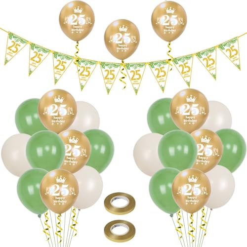 Luftballons 25. Geburtstag Mann Frauen deko ,23 Pcs oliv-grün gold Latex ballons,Girlande 25 Geburtstag Party Dekorationen Luftballons für Frauen Männer Geburtstagsdeko 25 Jahre Wimpelkette Luftballons 25. Geburtstag Mann Frauen deko ,23 Pcs oliv-grün gold Latex ballons,Girlande 25 Geburtstag Party Dekorationen Luftballons für Frauen Männer Geburtstagsdeko 25 Jahre Wimpelkette von Hongyantech