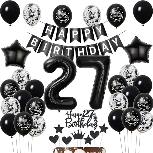 Luftballons 27. Geburtstag Dekoration - Schwarz Tortendeko für Mann und Frau - Geburtstagsdeko 27 Jahre Luftballons 27. Geburtstag Dekoration - Schwarz Tortendeko für Mann und Frau - Geburtstagsdeko 27 Jahre von Hongyantech