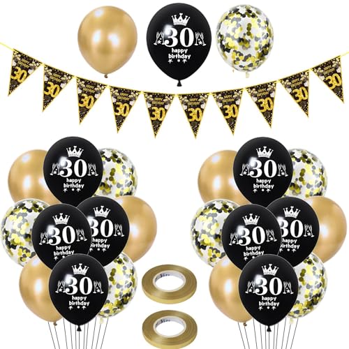Luftballons 30. Geburtstag Mann Frauen deko,23 Pcs Schwarz gold Latex ballons,Girlande 30 Geburtstag Party Dekorationen Luftballons für Frauen Männer Geburtstagsdeko 30 Jahre Mann Wimpelkette Luftballons 30. Geburtstag Mann Frauen deko,23 Pcs Schwarz gold Latex ballons,Girlande 30 Geburtstag Party Dekorationen Luftballons für Frauen Männer Geburtstagsdeko 30 Jahre Mann Wimpelkette von Hongyantech