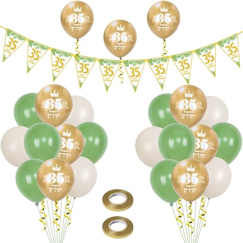 Luftballons 35. Geburtstag Mann Frauen deko,23 Pcs oliv-grün gold Latex ballons,Girlande 35 Geburtstag Party Dekorationen Luftballons für Frauen Männer Geburtstagsdeko 35 Jahre Wimpelkette Luftballons 35. Geburtstag Mann Frauen deko,23 Pcs oliv-grün gold Latex ballons,Girlande 35 Geburtstag Party Dekorationen Luftballons für Frauen Männer Geburtstagsdeko 35 Jahre Wimpelkette von Hongyantech
