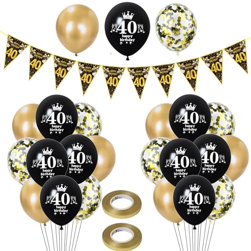 Luftballons 40. Geburtstag Mann Frauen deko ,23 Pcs Schwarz gold Latex ballons,Girlande 40 Geburtstag Party Dekorationen Luftballons für Frauen Männer Geburtstagsdeko 40 Jahre Mann Wimpelkette Luftballons 40. Geburtstag Mann Frauen deko ,23 Pcs Schwarz gold Latex ballons,Girlande 40 Geburtstag Party Dekorationen Luftballons für Frauen Männer Geburtstagsdeko 40 Jahre Mann Wimpelkette von Hongyantech