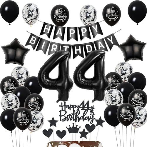 Luftballons 44 Geburtstag Dekoration - Schwarz Tortendeko für Mann und Frau - Deko für 44. Geburtstag - Geburtstagsdeko 44 Jahre Luftballons 44 Geburtstag Dekoration - Schwarz Tortendeko für Mann und Frau - Deko für 44. Geburtstag - Geburtstagsdeko 44 Jahre von Hongyantech