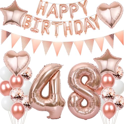 Luftballons 48 Geburtstags deko Frau set, Folienballon 48 jahre Geburtstag Deko RoseGold ballons 48 jahre Geburtstag deko Frau,Geburtstagsdeko 48. geburtstag deko 48 jahre Frauen Mädchen (number 48) von Hongyantech