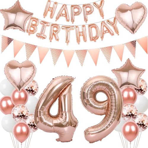 Luftballons 49 Geburtstags deko Frau set, Folienballon 49 jahre Geburtstag Deko RoseGold ballons 49 jahre Geburtstag deko Frau,Geburtstagsdeko 49. geburtstag deko 49 jahre Frauen Mädchen (number 49) von Hongyantech