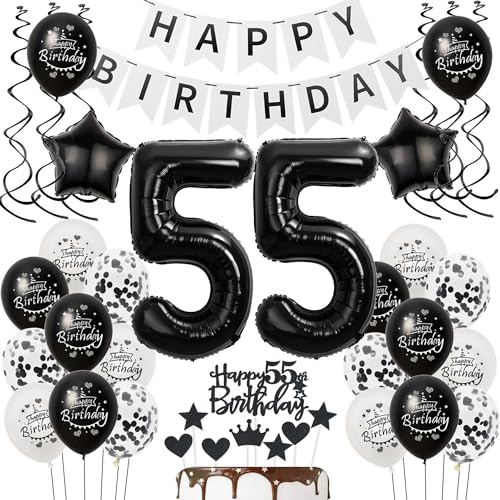 Luftballons 55 Geburtstag Dekoration frauen Mann Schwarz weiß, deko 55. Geburtstag frauen,Tortendeko 55 Geburtstag frauen,Geburtstagsdeko 55 jahre Männer Schwarz Ballon 55. geburtstag frau Luftballons 55 Geburtstag Dekoration frauen Mann Schwarz weiß, deko 55. Geburtstag frauen,Tortendeko 55 Geburtstag frauen,Geburtstagsdeko 55 jahre Männer Schwarz Ballon 55. geburtstag frau von Hongyantech