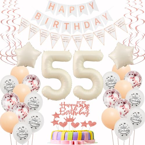 Luftballons 55. Geburtstag Frauen Beige Roségold Deko Tortendeko Happy 55th Birthday Ballon Luftballons 55. Geburtstag Frauen Beige Roségold Deko Tortendeko Happy 55th Birthday Ballon von Hongyantech