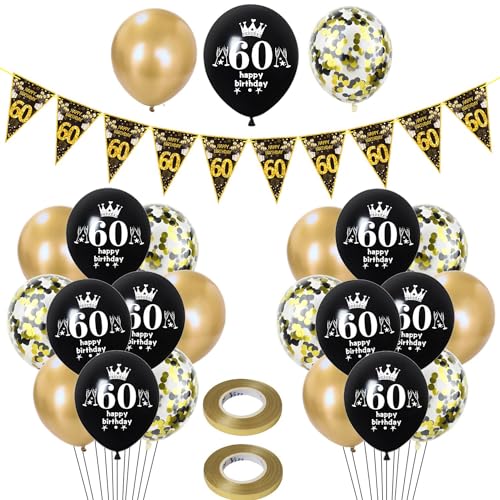 Luftballons 60. Geburtstag Mann Frauen deko ,23 Pcs Schwarz gold Latex ballons,Girlande 60 Geburtstag Party Dekorationen Luftballons für Frauen Männer Geburtstagsdeko 60 Jahre Mann Wimpelkette Luftballons 60. Geburtstag Mann Frauen deko ,23 Pcs Schwarz gold Latex ballons,Girlande 60 Geburtstag Party Dekorationen Luftballons für Frauen Männer Geburtstagsdeko 60 Jahre Mann Wimpelkette von Hongyantech