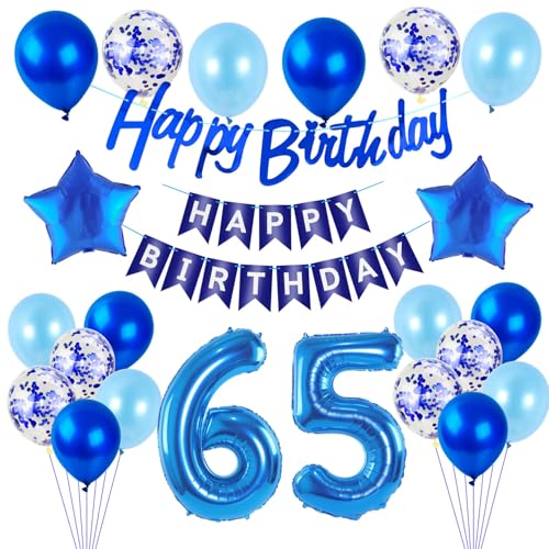 Hongyantech Luftballon 65. Geburtstag Deko Mann, 26 Stück, Blau, Stern, Konfetti, Ballons, Männer, 65. Geburtstag, Herren Hongyantech Luftballon 65. Geburtstag Deko Mann, 26 Stück, Blau, Stern, Konfetti, Ballons, Männer, 65. Geburtstag, Herren von Hongyantech