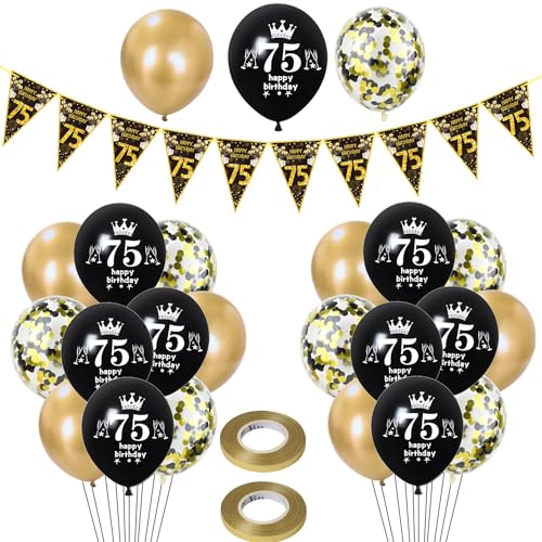 Luftballons 75. Geburtstag Mann Frauen deko,23 Pcs Schwarz gold Latex ballons,Girlande 75 Geburtstag Party Dekorationen Luftballons für Frauen Männer Geburtstagsdeko 75 Jahre Mann Wimpelkette Luftballons 75. Geburtstag Mann Frauen deko,23 Pcs Schwarz gold Latex ballons,Girlande 75 Geburtstag Party Dekorationen Luftballons für Frauen Männer Geburtstagsdeko 75 Jahre Mann Wimpelkette von Hongyantech