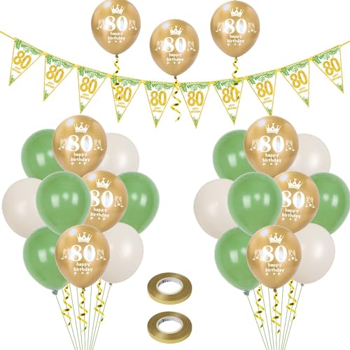 Luftballons 80. Geburtstag Mann Frauen deko,23 Pcs oliv-grün gold Latex ballons,Girlande 80 Geburtstag Party Dekorationen Luftballons für Frauen Männer Geburtstagsdeko 80 Jahre Wimpelkette Luftballons 80. Geburtstag Mann Frauen deko,23 Pcs oliv-grün gold Latex ballons,Girlande 80 Geburtstag Party Dekorationen Luftballons für Frauen Männer Geburtstagsdeko 80 Jahre Wimpelkette von Hongyantech