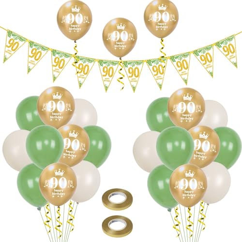 Luftballons 90. Geburtstag Mann Frauen deko,23 Pcs oliv-grün gold Latex ballons,Girlande 90 Geburtstag Party Dekorationen Luftballons für Frauen Männer Geburtstagsdeko 90 Jahre Wimpelkette Luftballons 90. Geburtstag Mann Frauen deko,23 Pcs oliv-grün gold Latex ballons,Girlande 90 Geburtstag Party Dekorationen Luftballons für Frauen Männer Geburtstagsdeko 90 Jahre Wimpelkette von Hongyantech